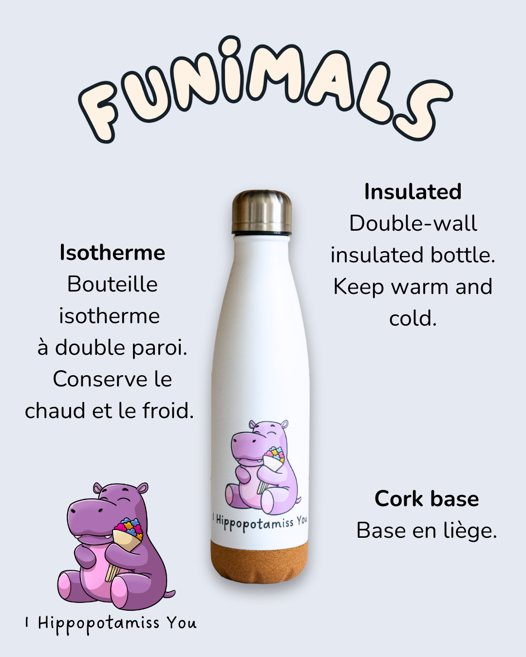 Gourde hippo 500 ml base en liège