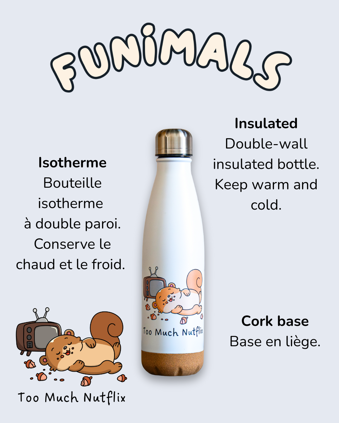 Gourde écureuil 500 ml base en liège