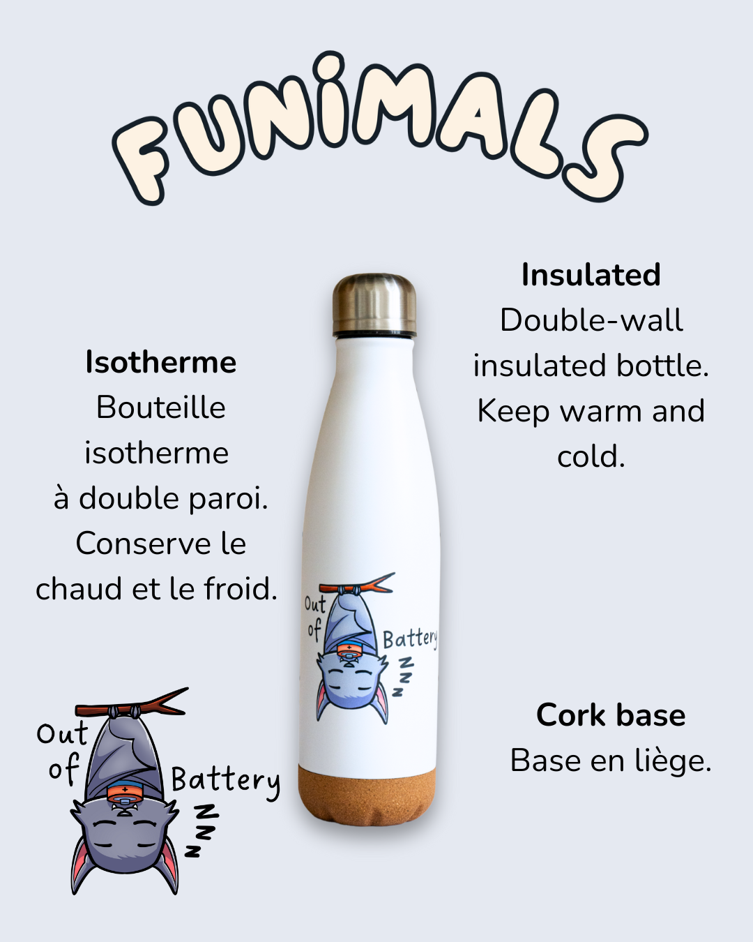 Gourde chauve-souris 500 ml base en liège (Copie)