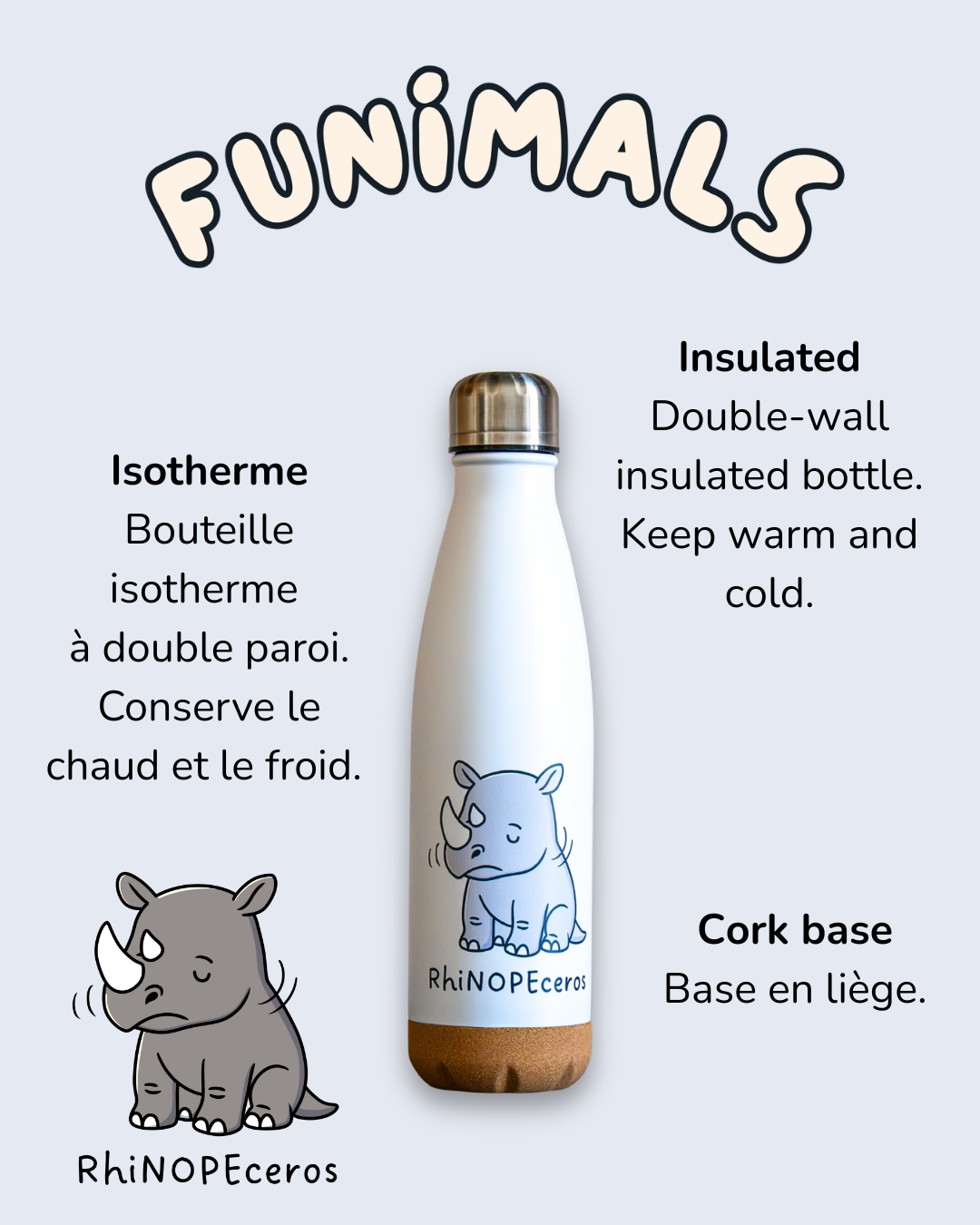 Gourde rhino 500 RhiNOPEceros ml base en liège