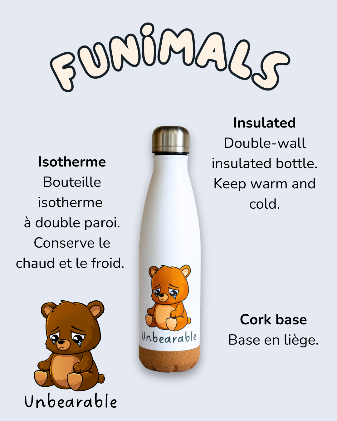 Gourde ours 500 ml base en liège