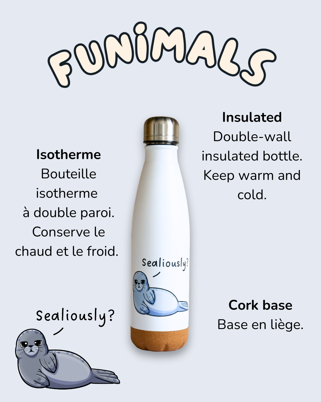 Gourde phoque 500 ml base en liège