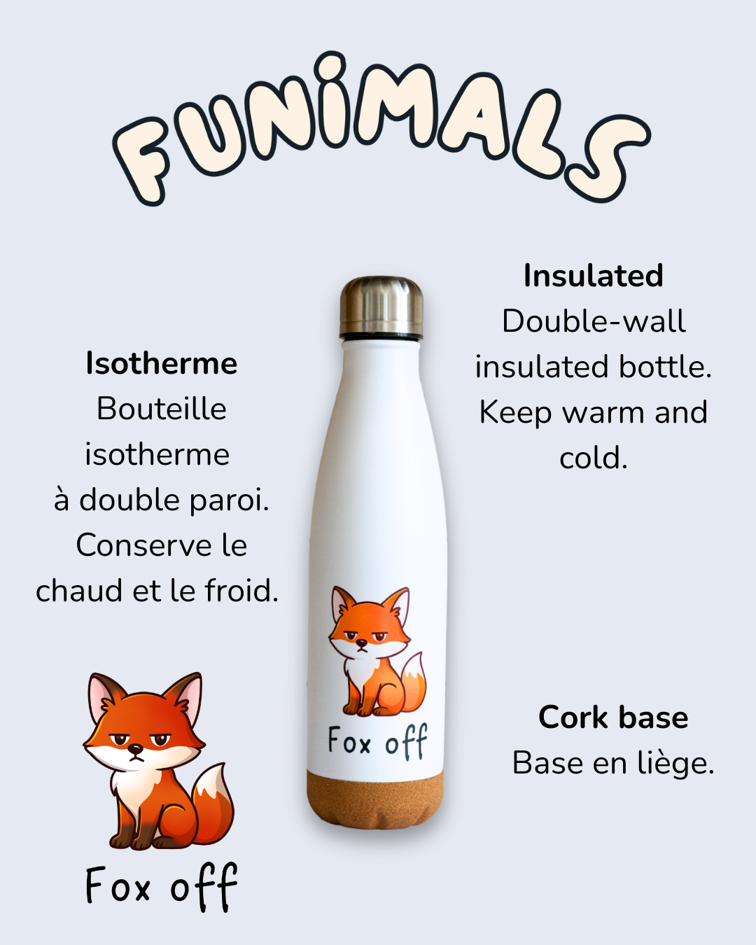 Gourde renard 500 ml base en liège